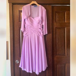 MOH Jade size 12 lilac chiffon midi dress with bolero